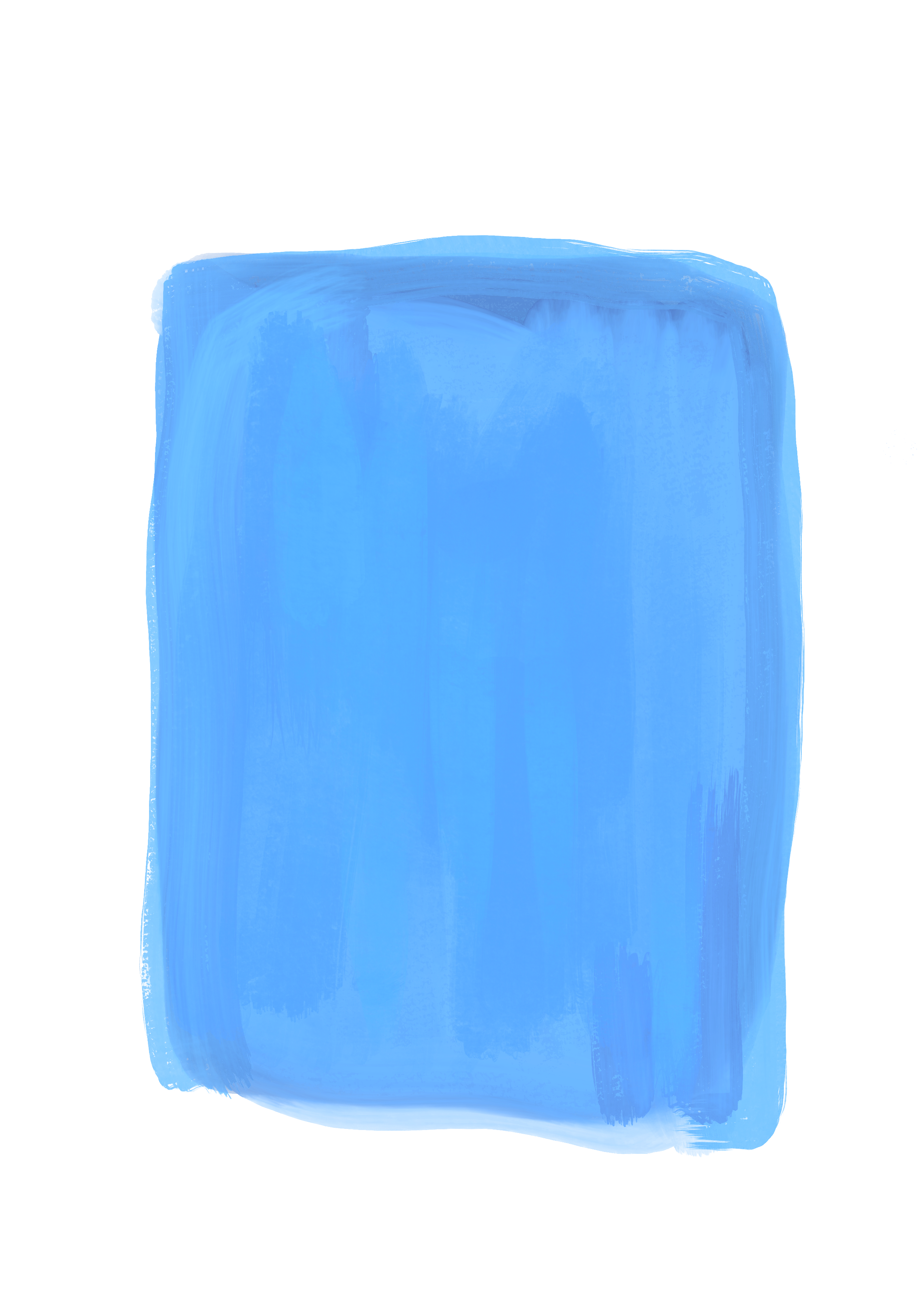 A blue ice cube on a black background.