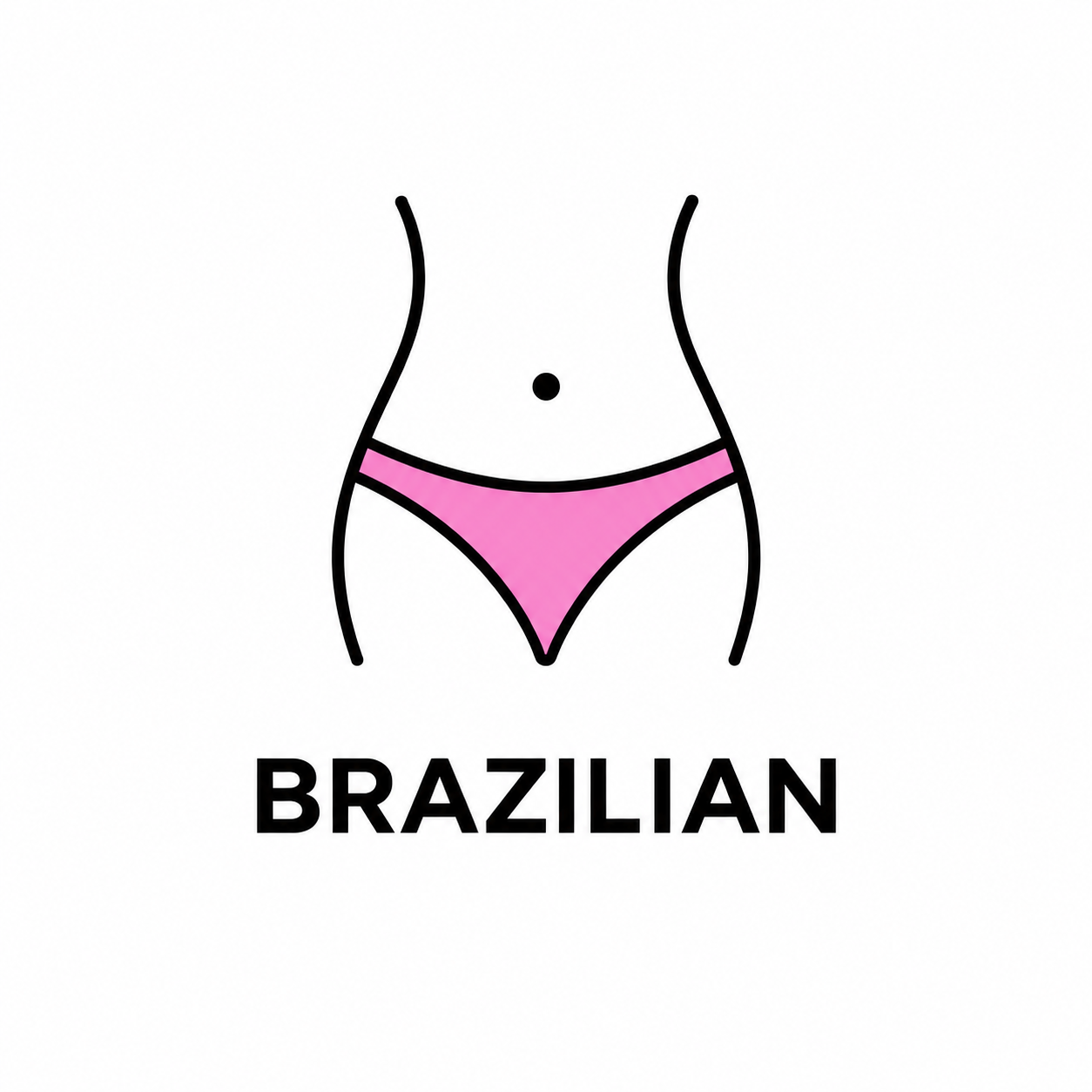 Brazilian wax illustration showing complete front-to-back hair removal in the bikini area. Professional Brazilian waxing services in Roseville, California.