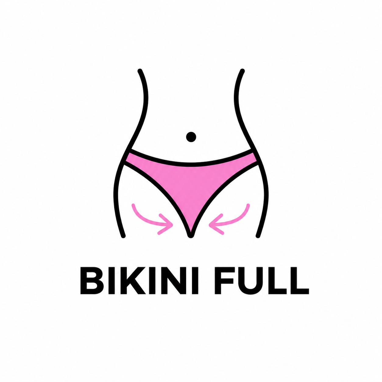 Bikini full wax illustration showing extended hair removal from the front bikini area. Professional bikini waxing services in Roseville, California.