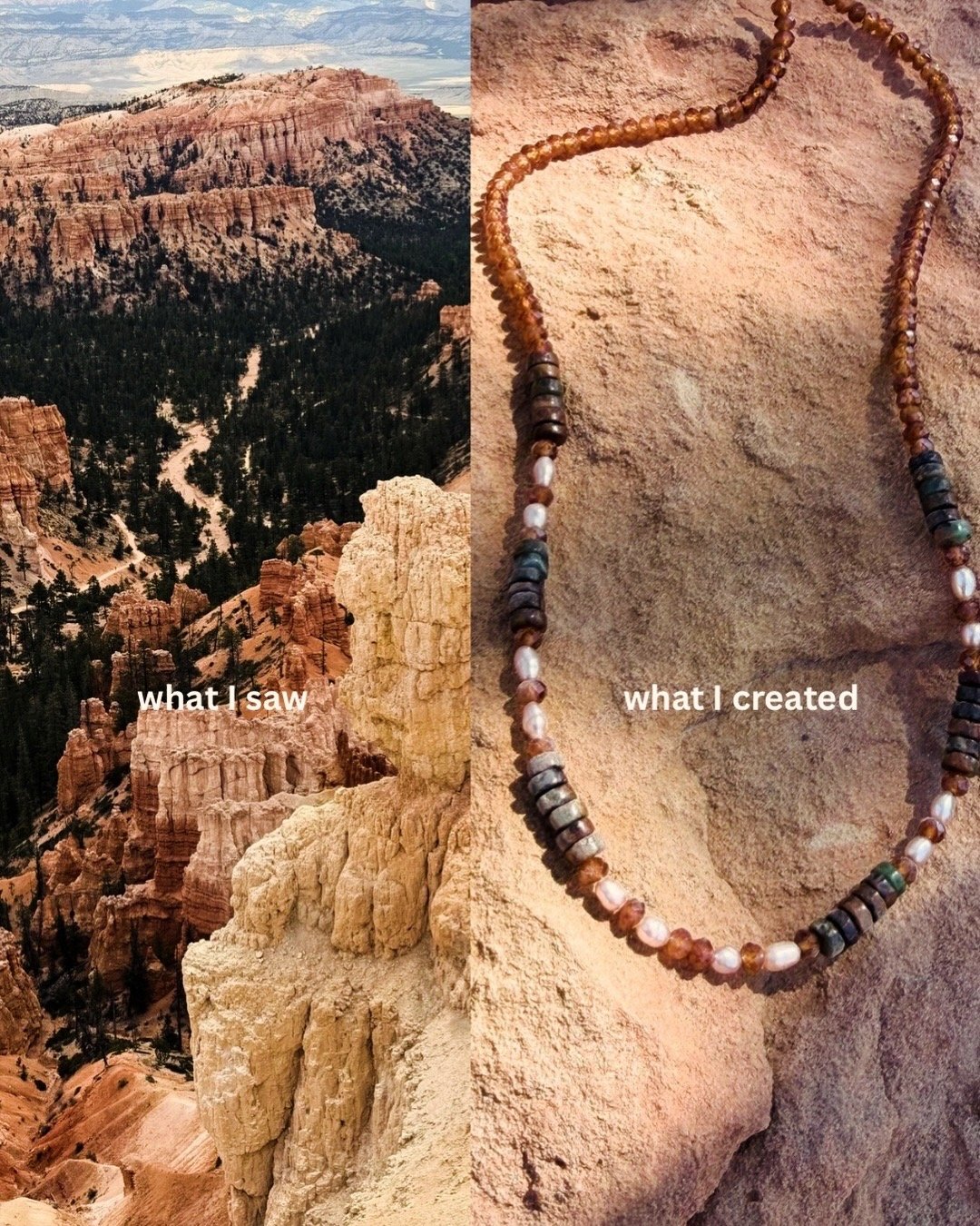 Bryce Canyon Hoodoo Choker Necklace African Green Opal • Mauve Rice Pearl • Hessonite Handmade Genuine gemstones and freshwater pearls Gold-Filled Findings