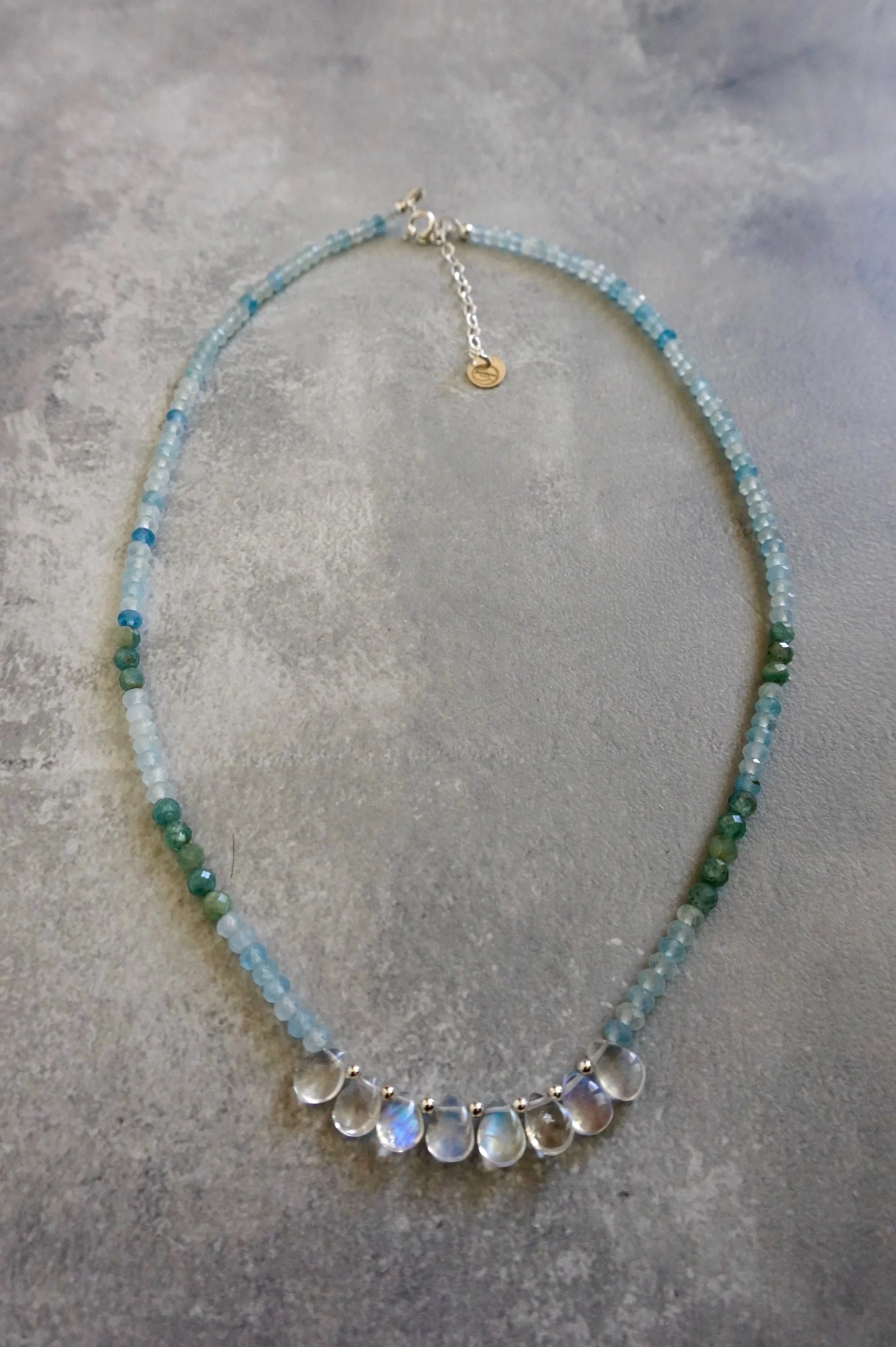 Jeweliana Studio Lake Tahoe aquamarine green kyanite 925 sterling silver beads AAA grade translucent rainbow moonstone
