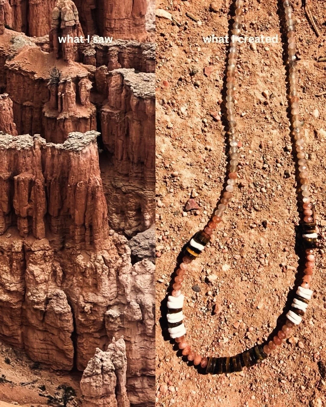 Bryce Canyon Hoodoo Necklace Mother of Pearl • Tiger's Eye • Sunstone • Silver-Grey Peach Moonstone 925 Sterling Silver Findings Handmade in USA