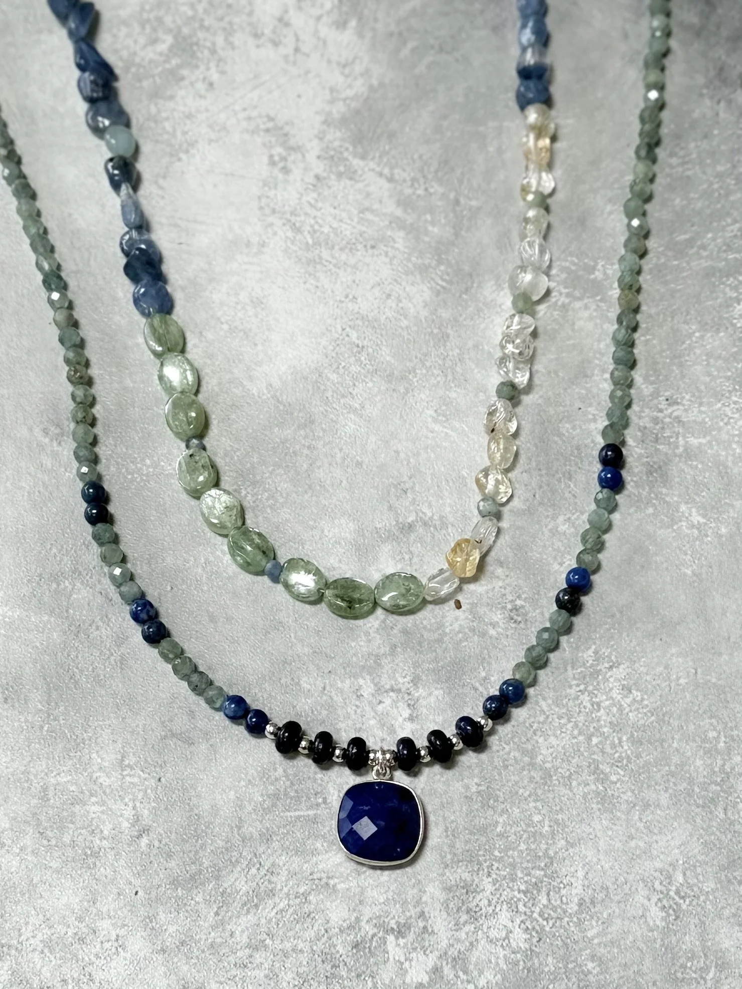 Lake Tahoe Silver Wrapped Lapis Lazuli Charm Necklace