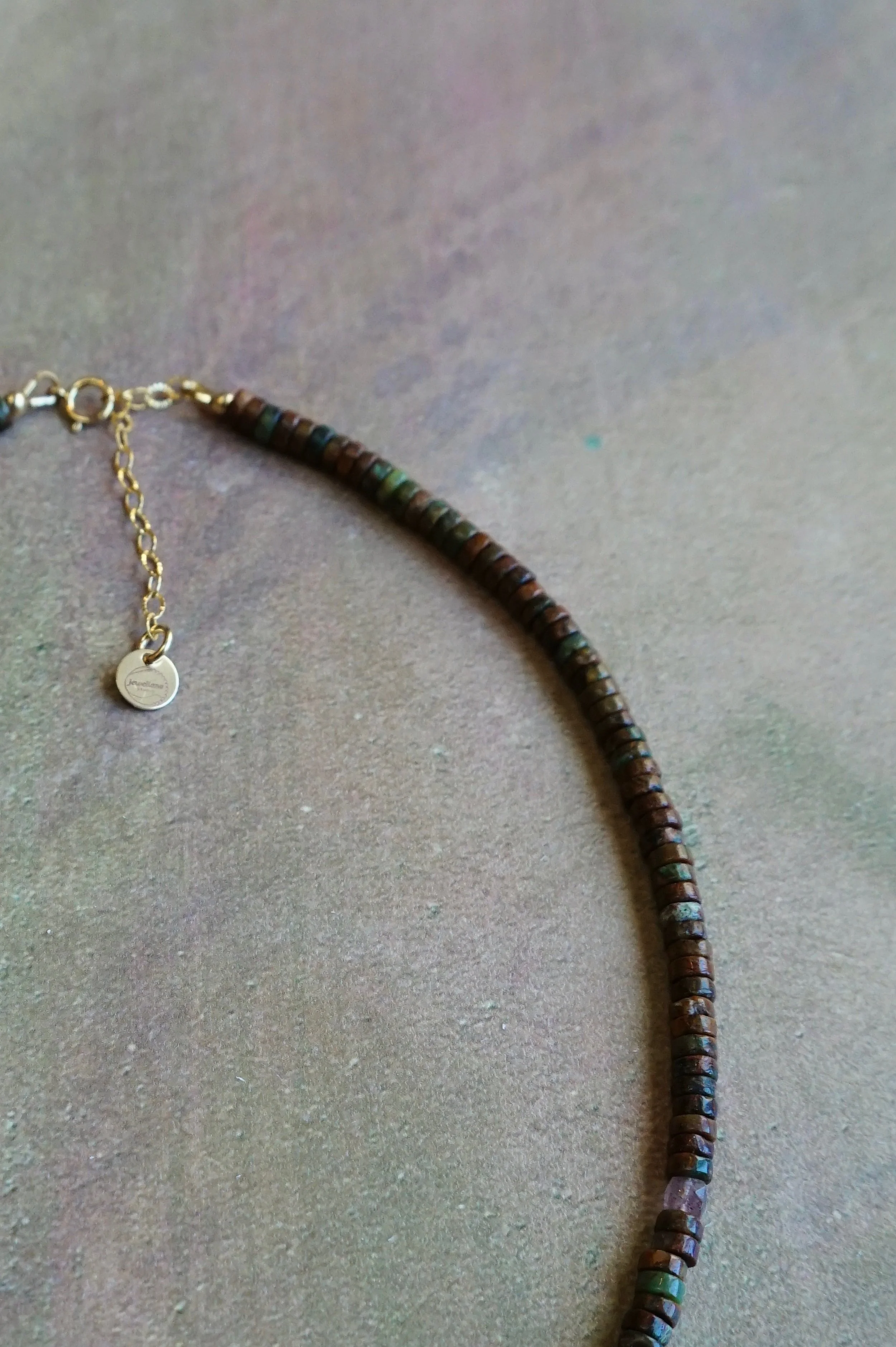 Antelope Canyon Layers Necklace Red Snake Jasper • African Green Opal • Strawberry Quartz Handmade