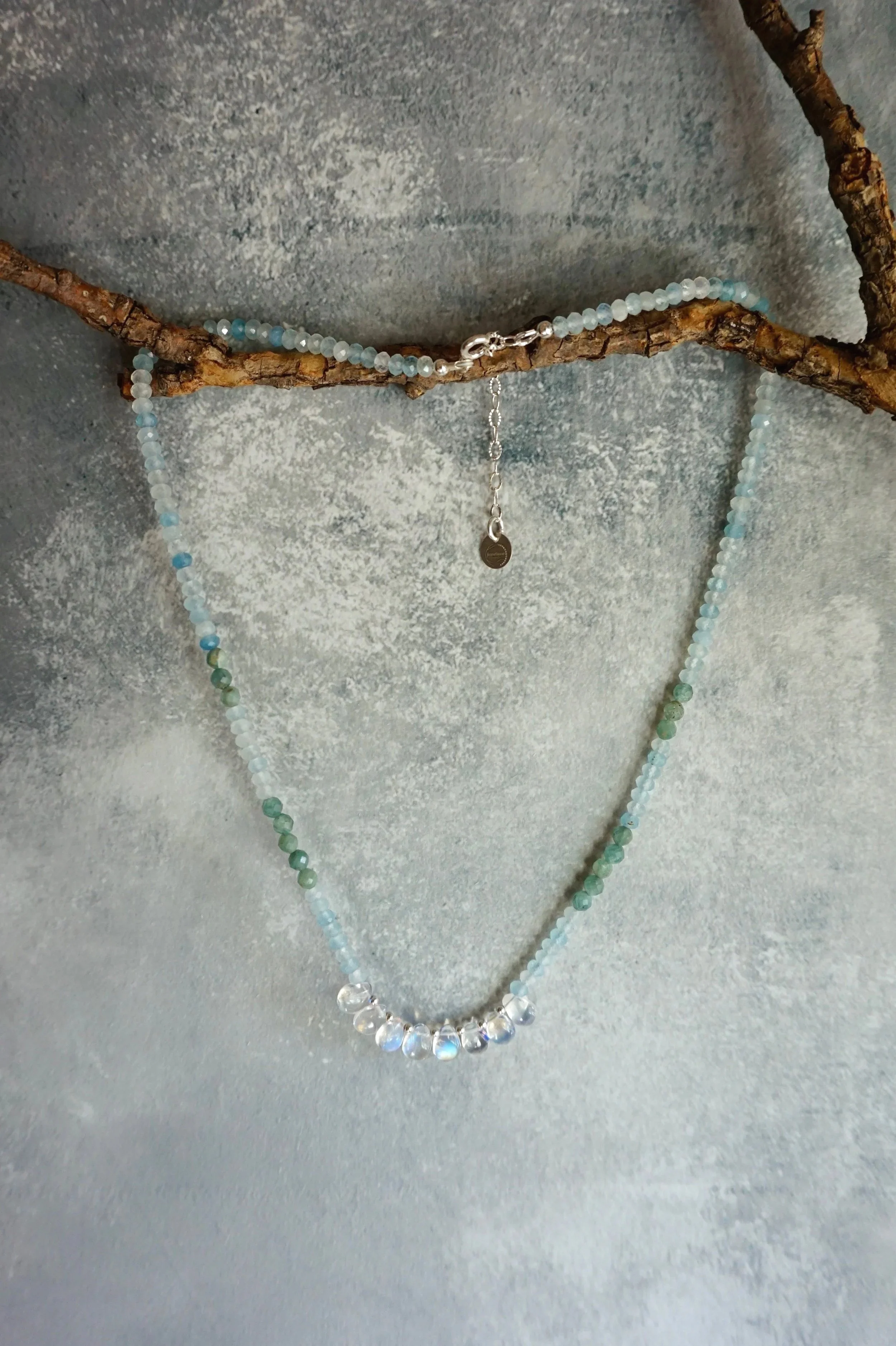 Jeweliana Studio Lake Tahoe aquamarine green kyanite 925 sterling silver beads AAA grade translucent rainbow moonstone