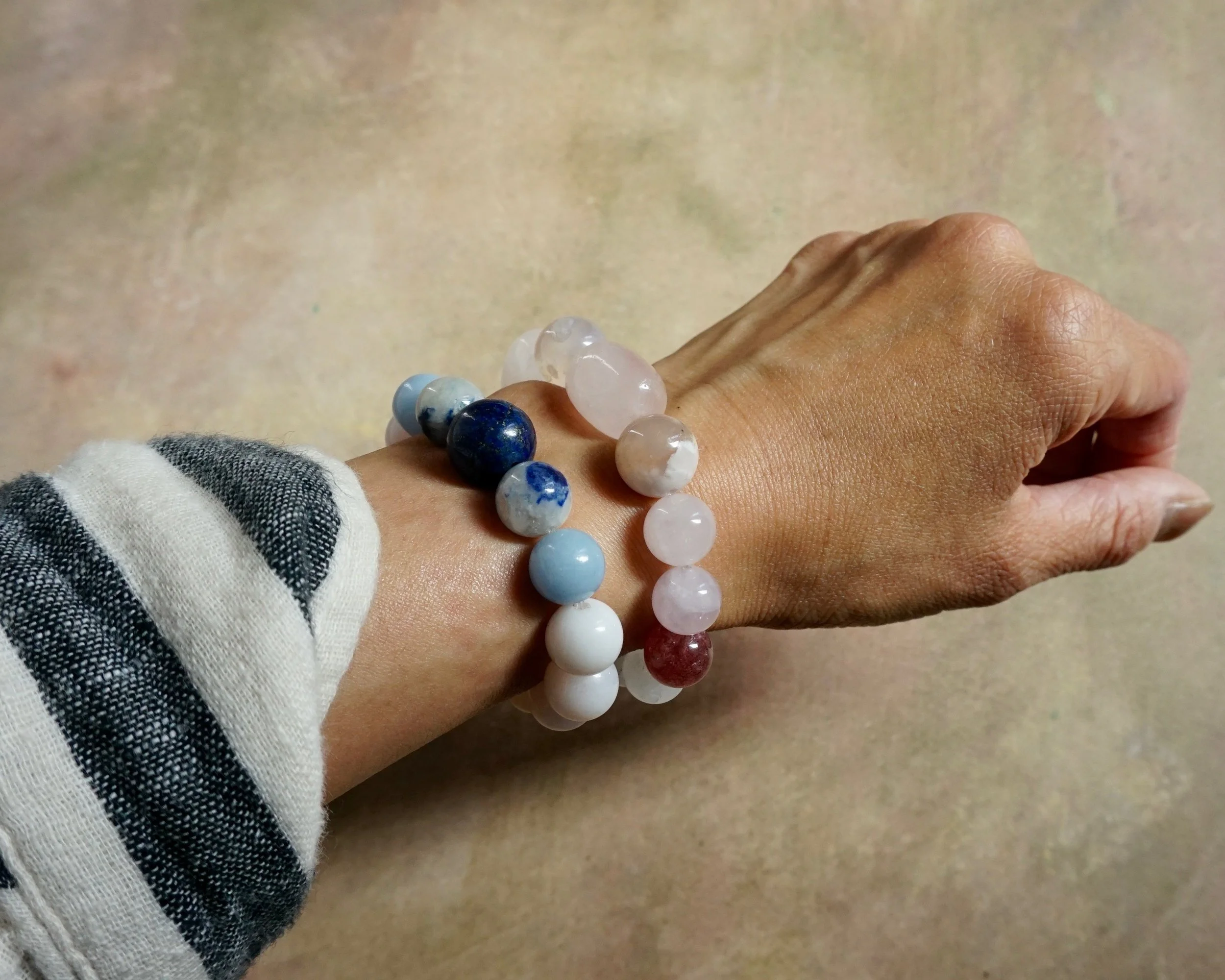 Cherry Blossom Bracelet Rose Quartz Strawberry Quartz Cherry Blossom Agate.jpeg
