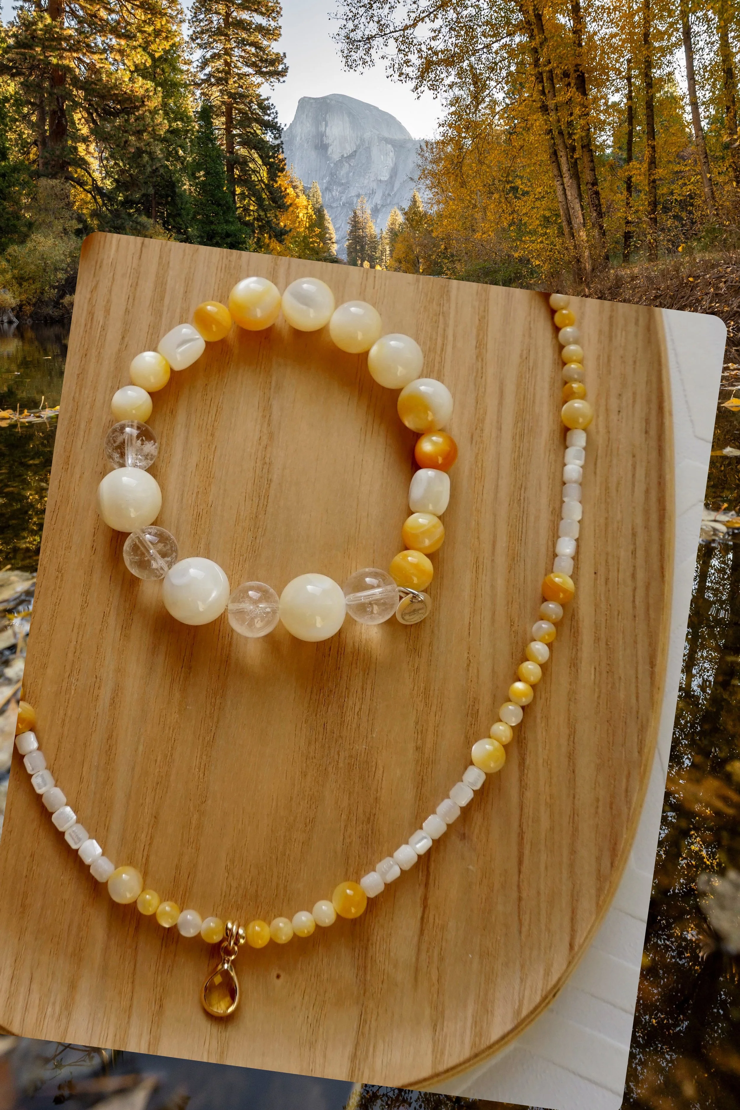 Yosemite Autumn Mother of Pearl & Golden Lip Shell Necklace
