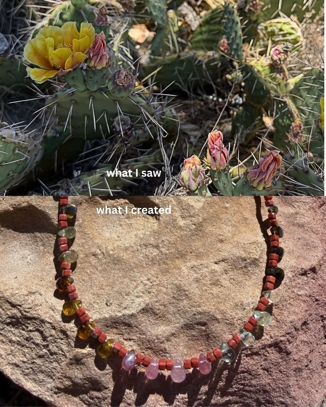 Desert Bloom Necklace Red Jasper • Multi-colored Tourmaline Canyon Cactus Flower Necklace