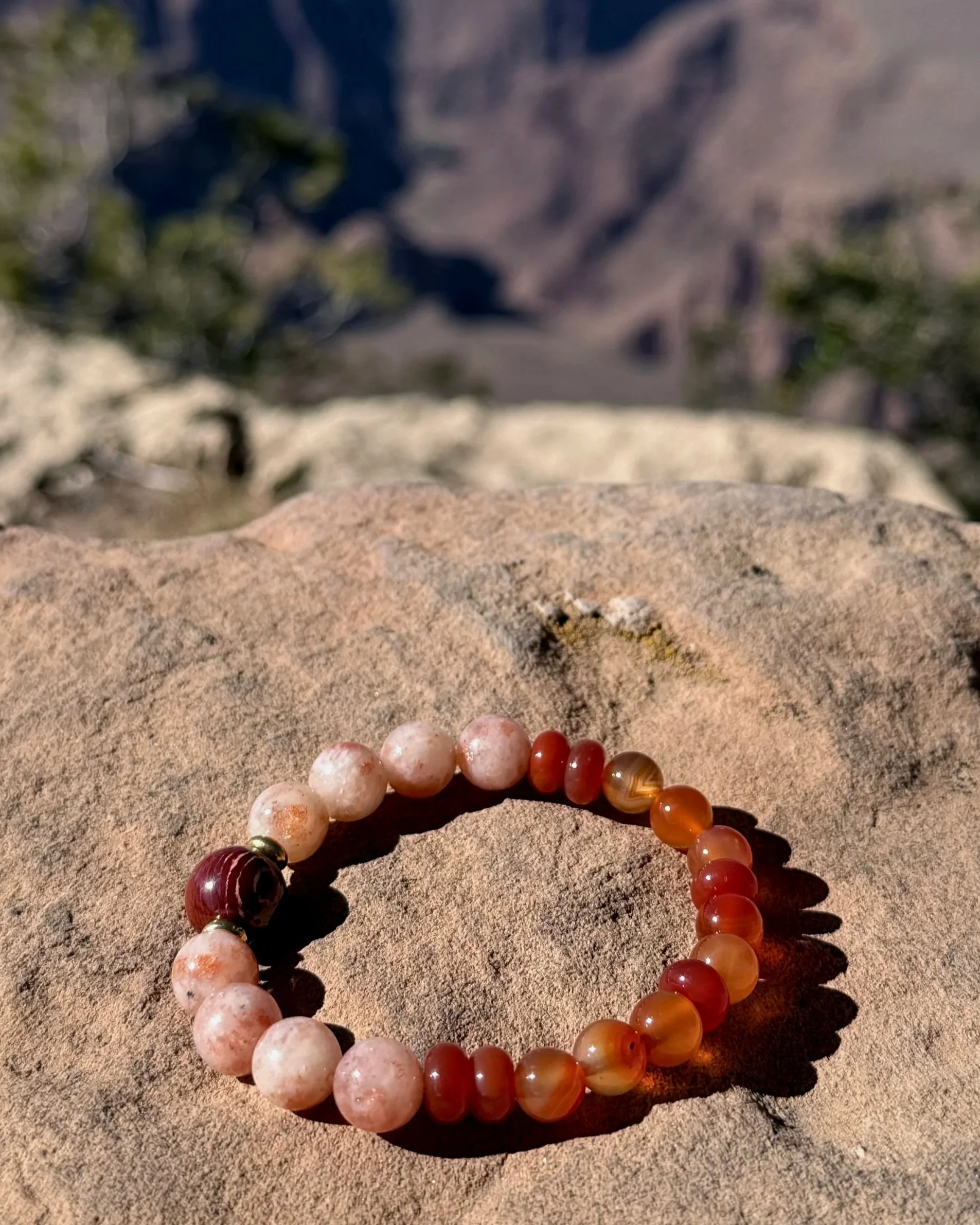 Grand Canyon Sunset Inspired Red Snakeskin Jasper Sakura Golden Sunstone Carnelian