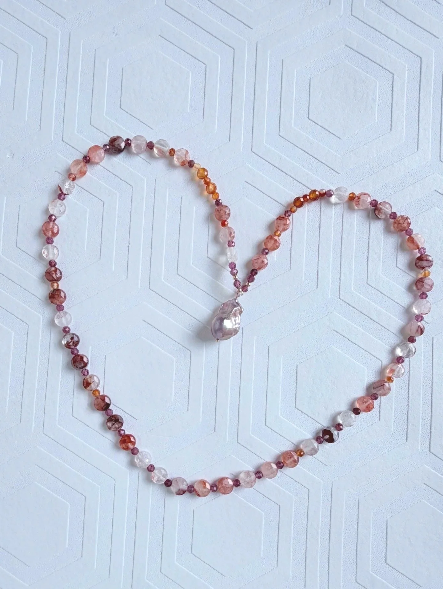 The Legacy Rose | Saturated Garnet & Mauve Pearl Rose Necklace