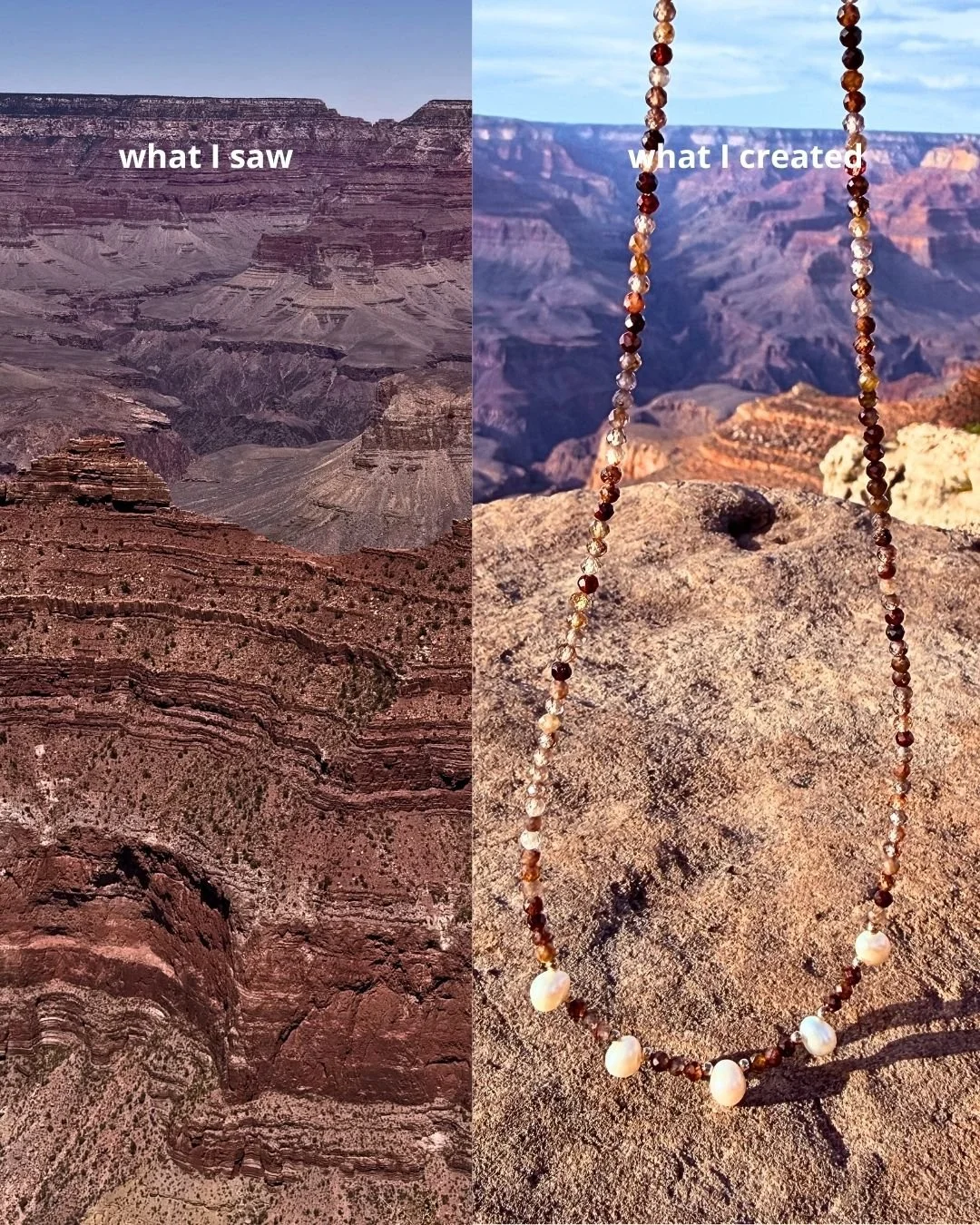 Grand Canyon Pearl Necklace Brown Zircon • Freshwater Pearls • Gold-filled beads Handmade necklaces Genuine Gemstones and Crystals