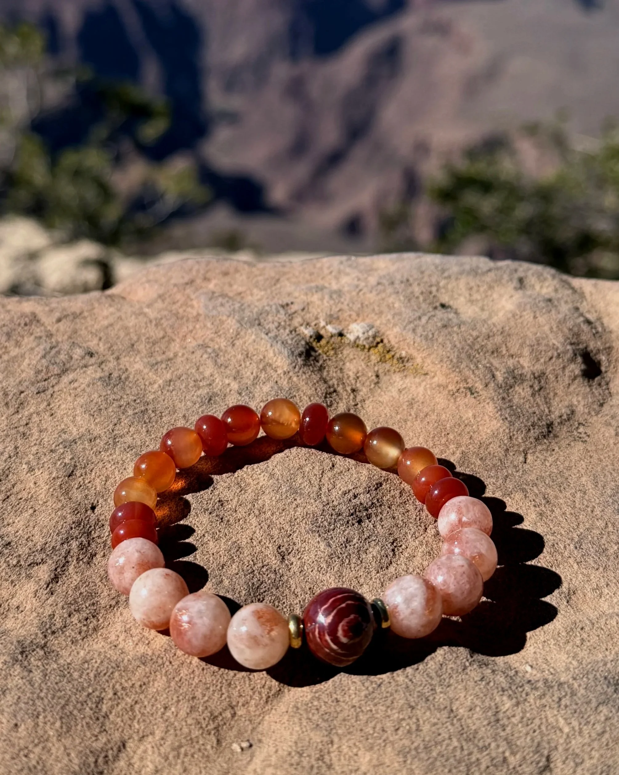Grand Canyon Sunset Inspired Red Snakeskin Jasper Sakura Golden Sunstone Carnelian