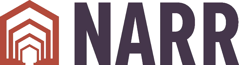 NARR logo with red and dark purple geometric design and the word 'NARR' in large dark purple letters