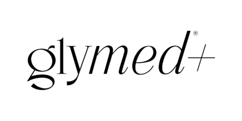 The logo of Glymed, a skincare and美容 company, with the brand name in black lowercase cursive font.