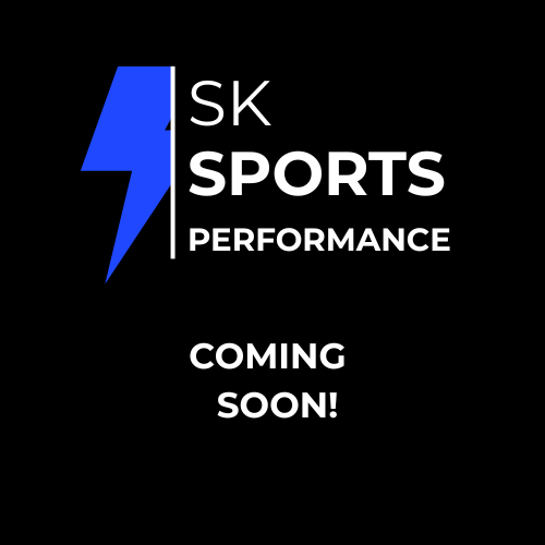 Announcement for SK Sports Performance with a blue lightning bolt logo and text 'Coming Soon!'