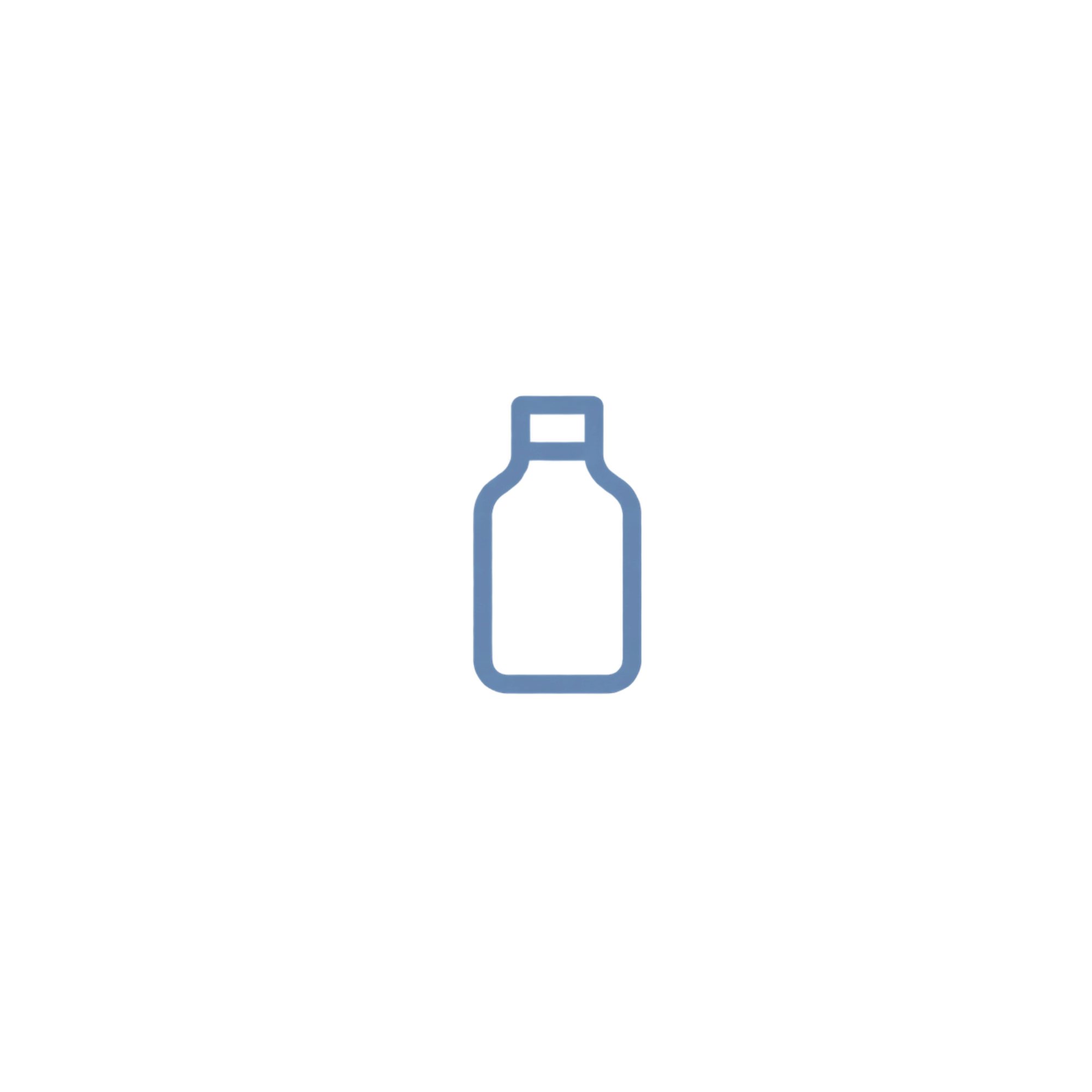 A simple illustration of a glass bottle and a corkscrew with a circular loop handle.