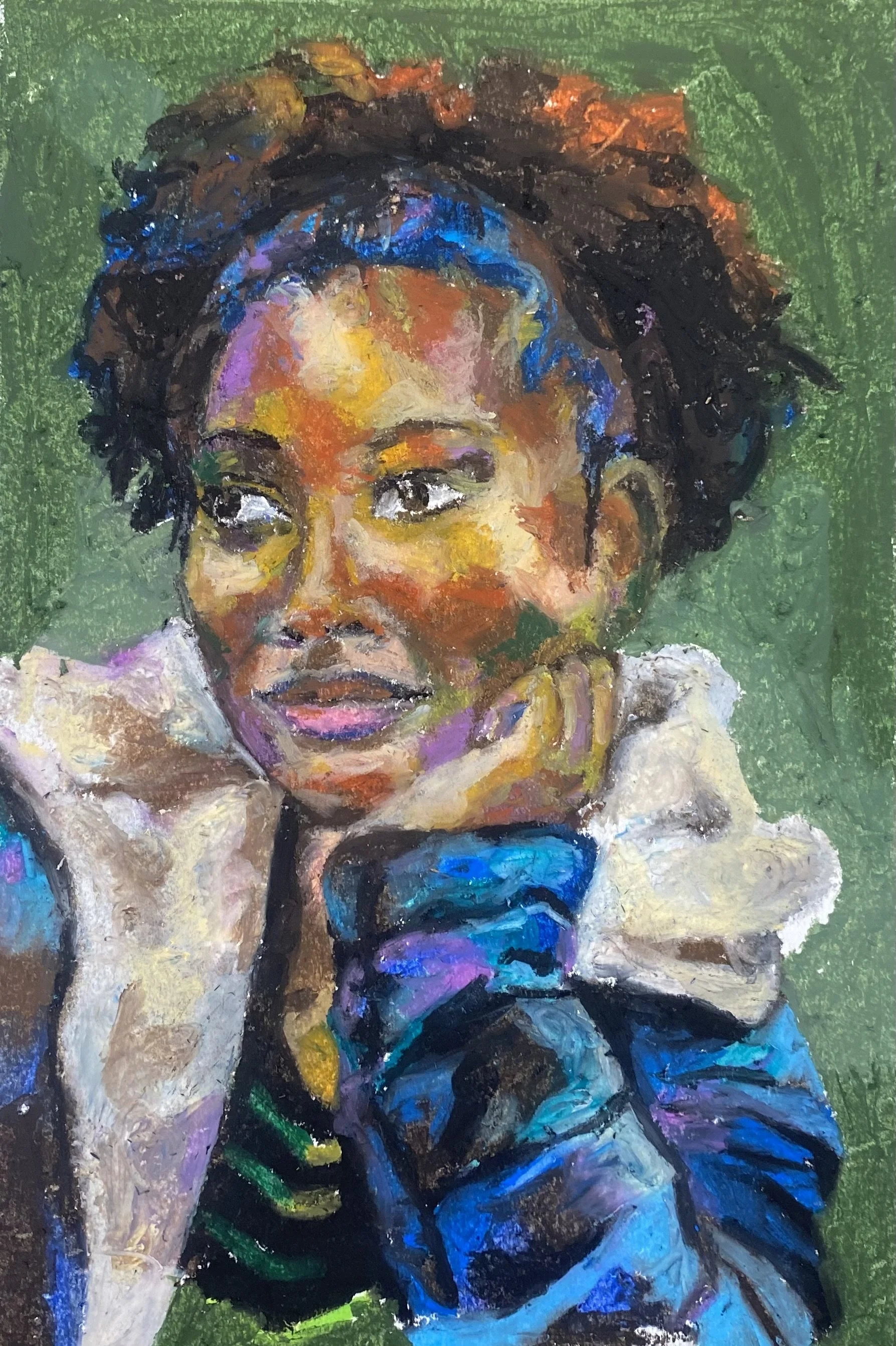 Untitled, oil pastel on paper, 9" x 12", 2023.