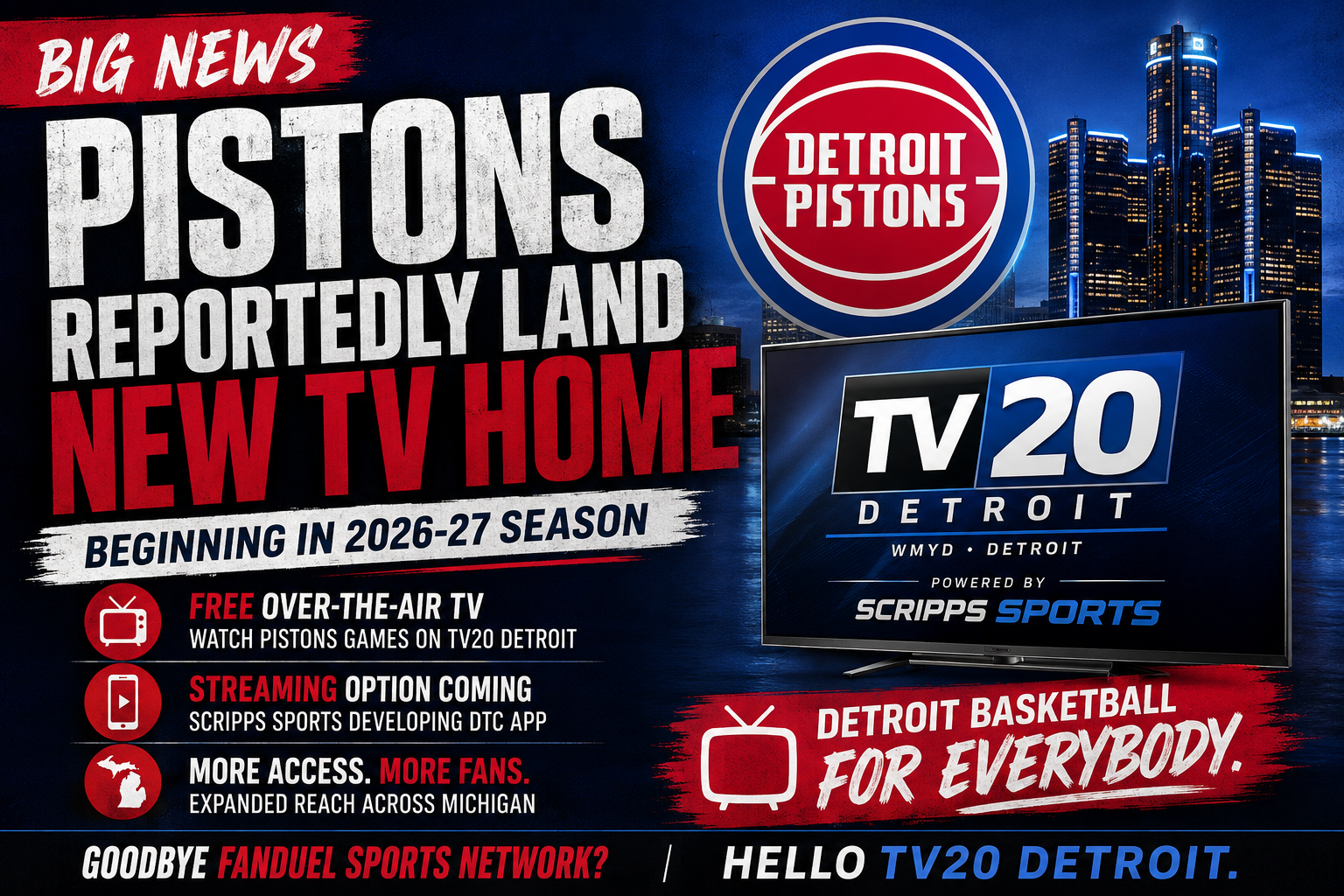 Detroit Pistons Reportedly Set for New TV Home Beginning in 2026-27