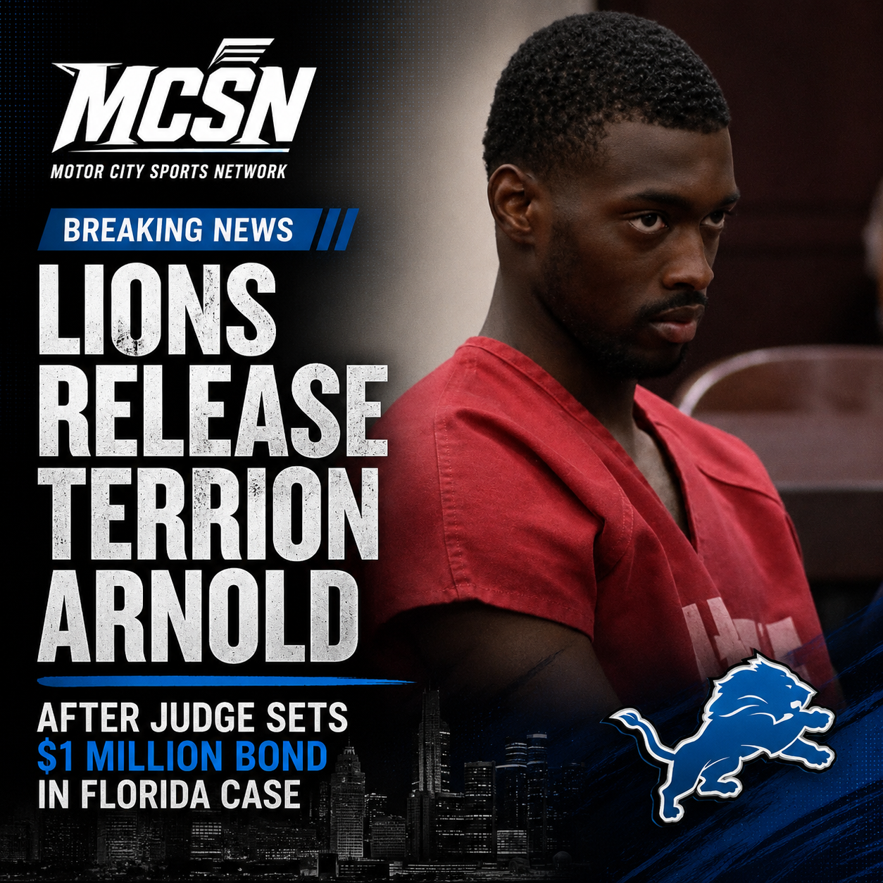 Detroit Lions Release Terrion Arnold Following $1 Million Bond Decision