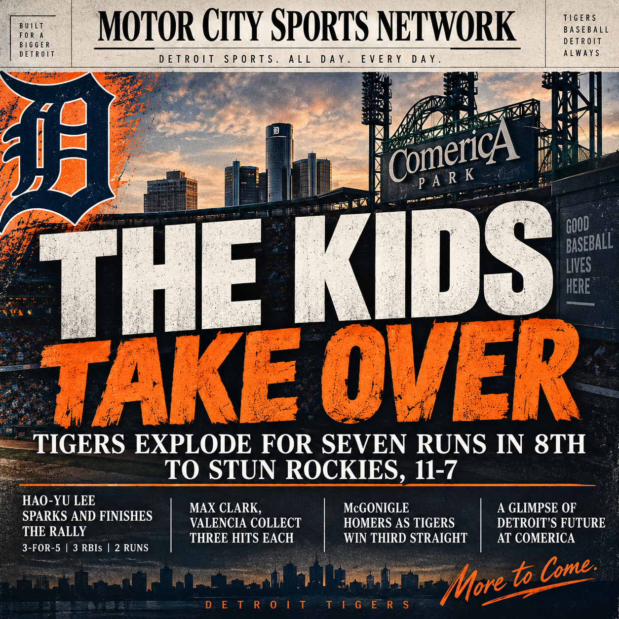 The Kids Take Over: Tigers Explode for Seven Runs in 8th to Stun Rockies