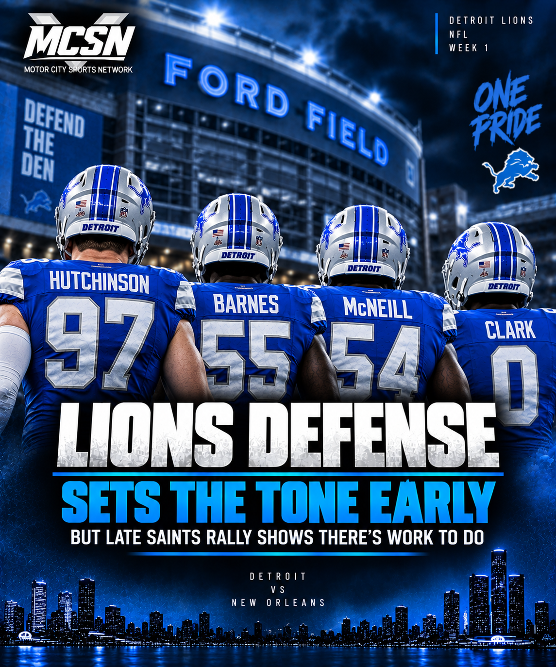 Lions Defense Sets the Tone Early, But Late Saints Rally Shows There’s Work to Do
