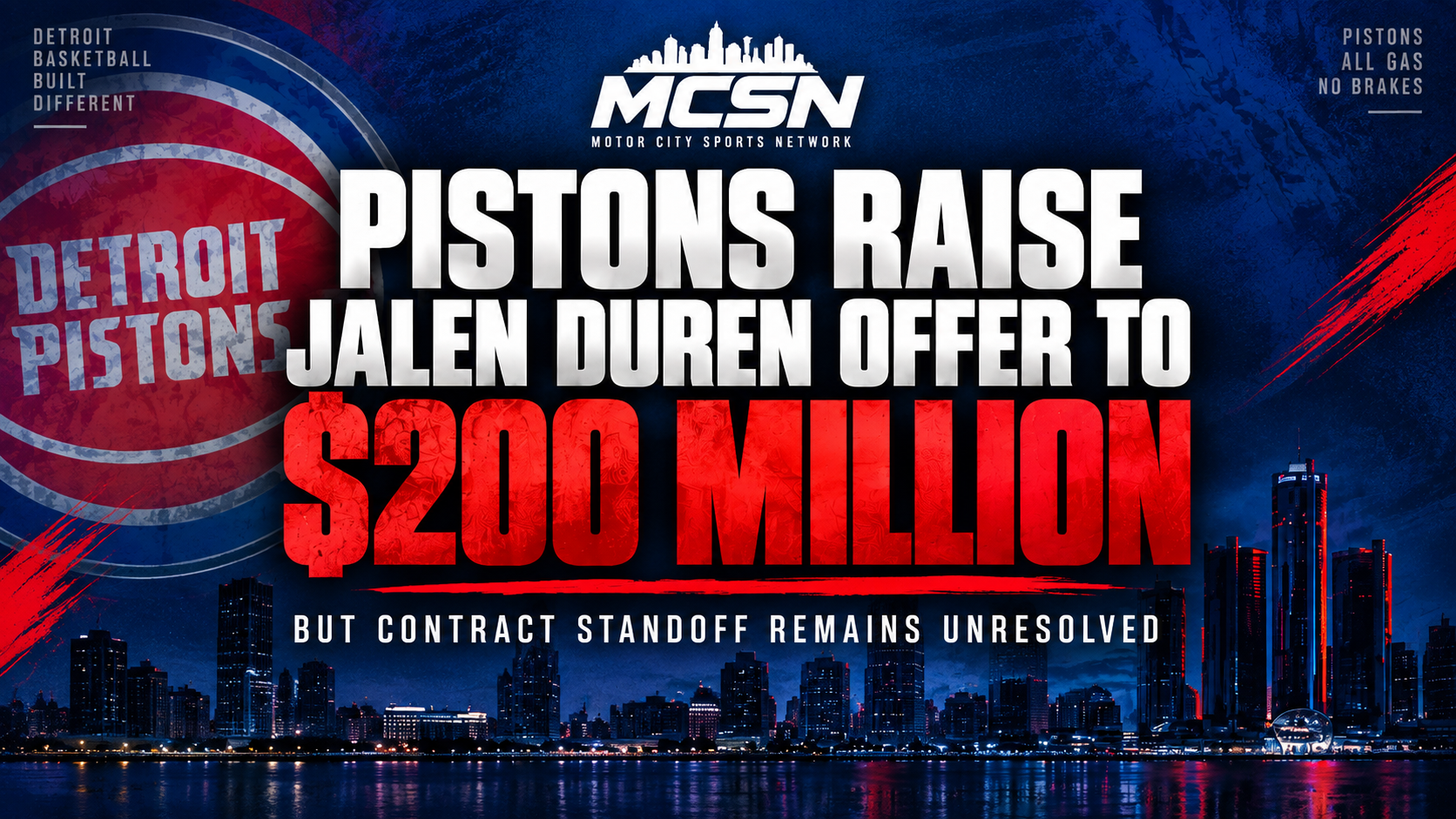 Pistons Raise Jalen Duren Offer to $200 Million, But Contract Standoff Remains Unresolved