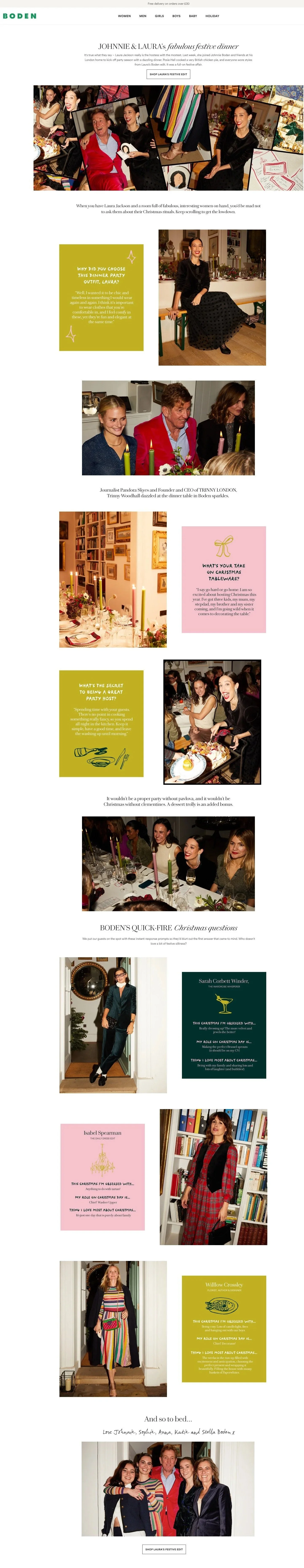 A fun collaboration with Laura Jackson on Boden's 2023 Christmas campaign. We created interviews, social media posts, and style edits. 