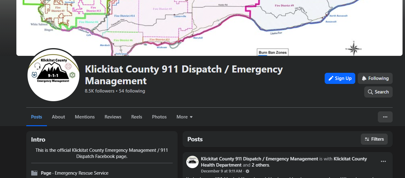 Klickitat Dept. of Emergency Management Facebook Page