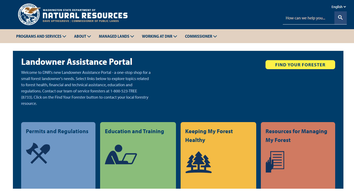 Washington DNR Landowner Assistance Portal