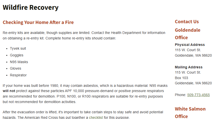 Klickitat County Wildfire Recovery: Checking Your Home
