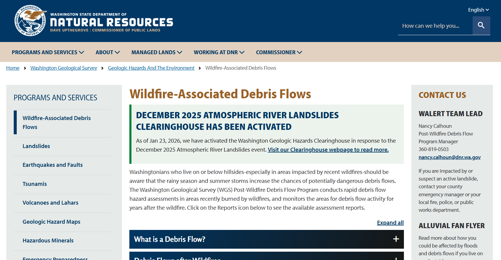 Wildfire-Associated Debris Flows
