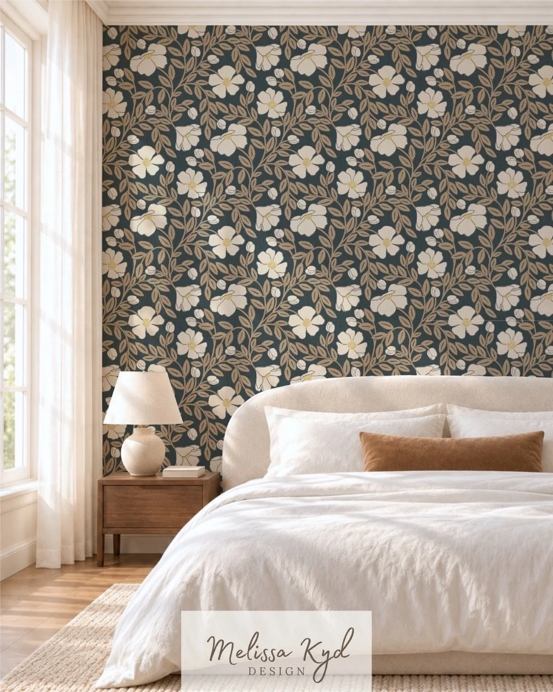 Meet Ava Rose, a moody dark floral and hero print from the Wild Rose collection. Available in the full colour, inspired by the Benjamin Moore 2026 collection, and as alternate colorways for a pared back, neutral look.

Which do you prefer, dark flora
