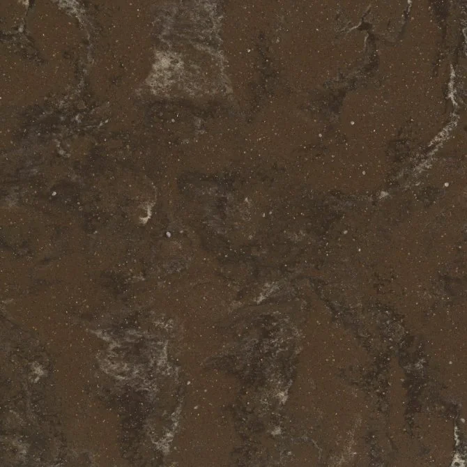 Close-up of a brown, textured Staron Supreme Loam Solid Surface.