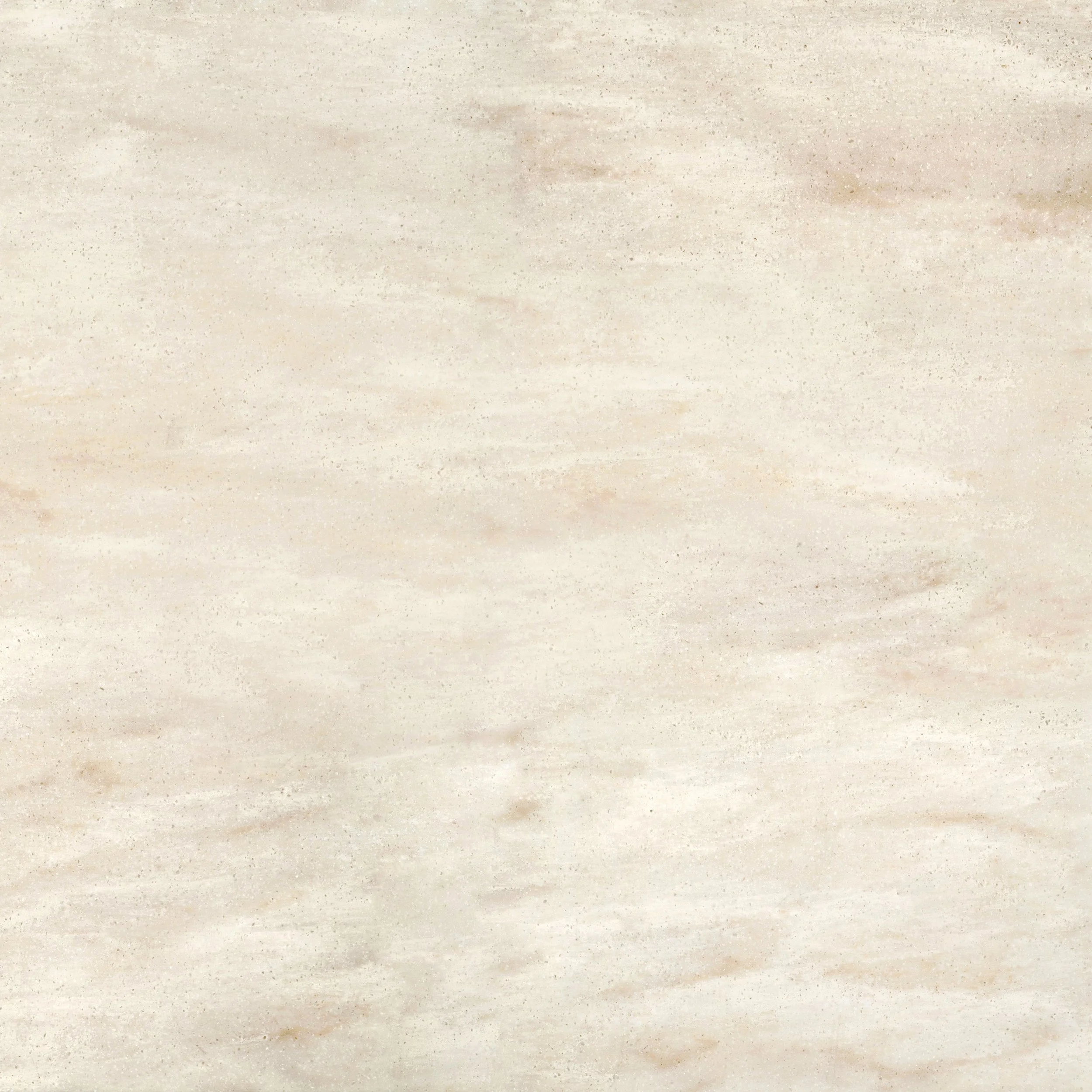 A dreamy beige, warm toned benchtop surface with off-white, brown and beige veining. Meganite Hazel Cream