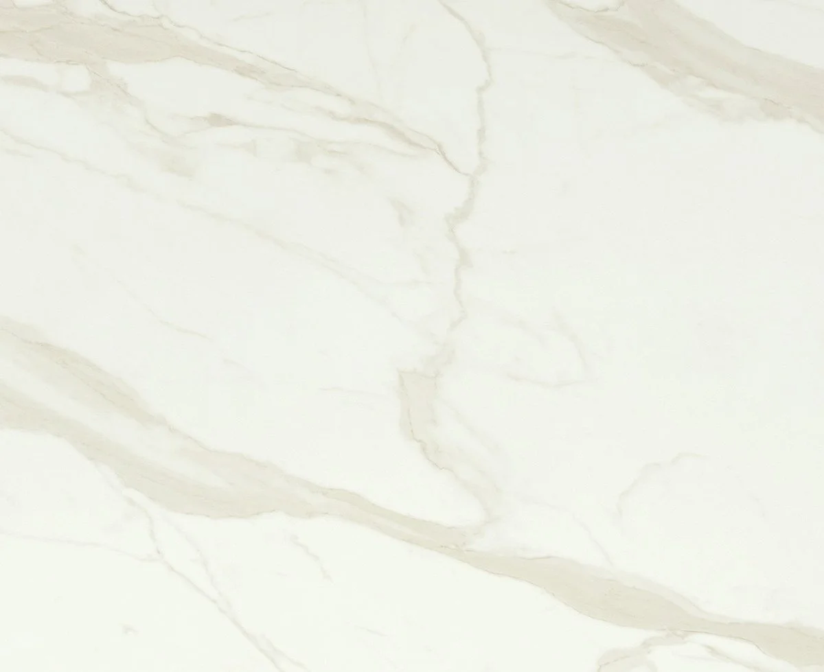 Close-up of white marble surface with subtle gray veining.