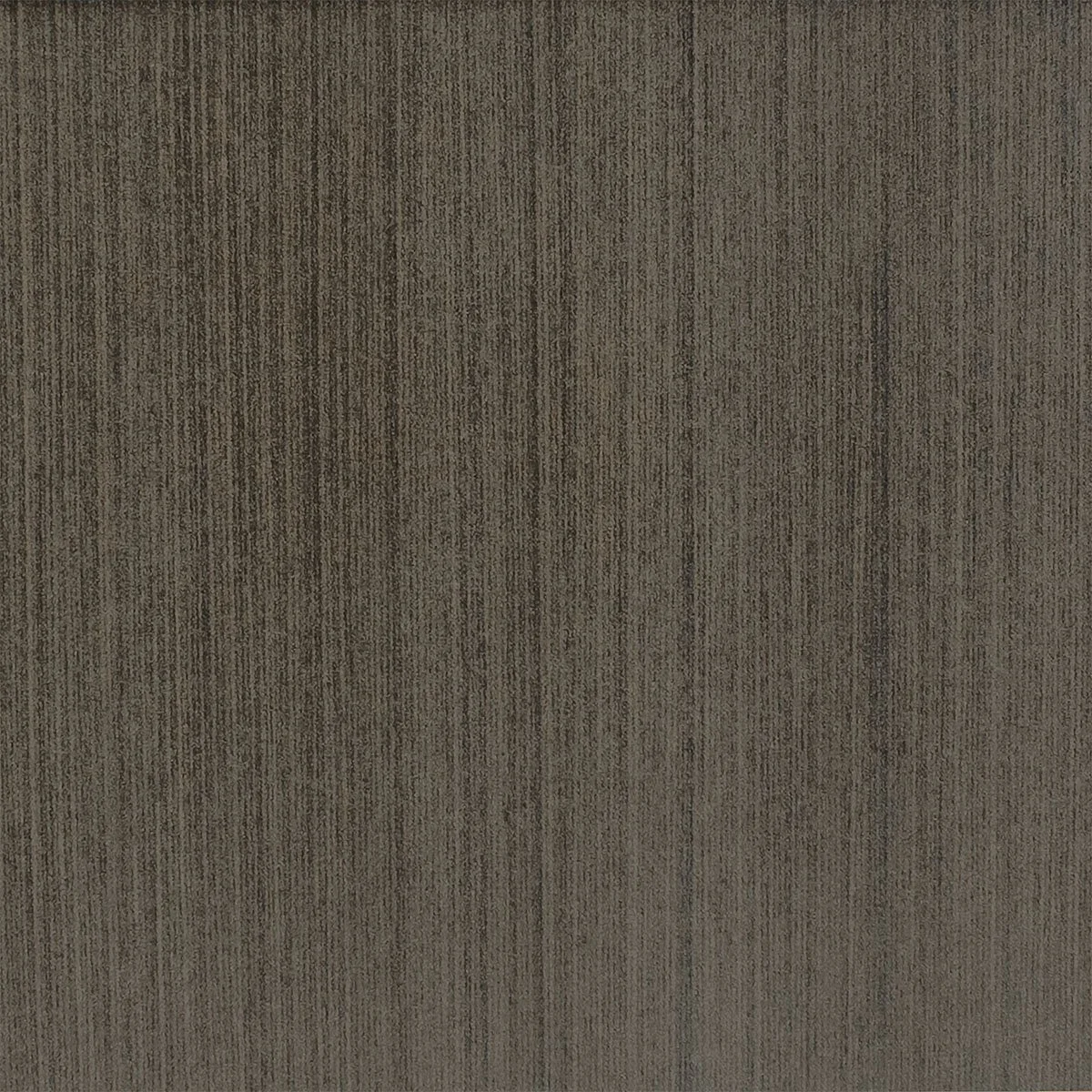 Close-up view of a textured, brownish-gray carpet with vertical stripes.