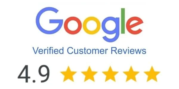 Google verified customer reviews badge showing a 4.9 out of 5-star rating.