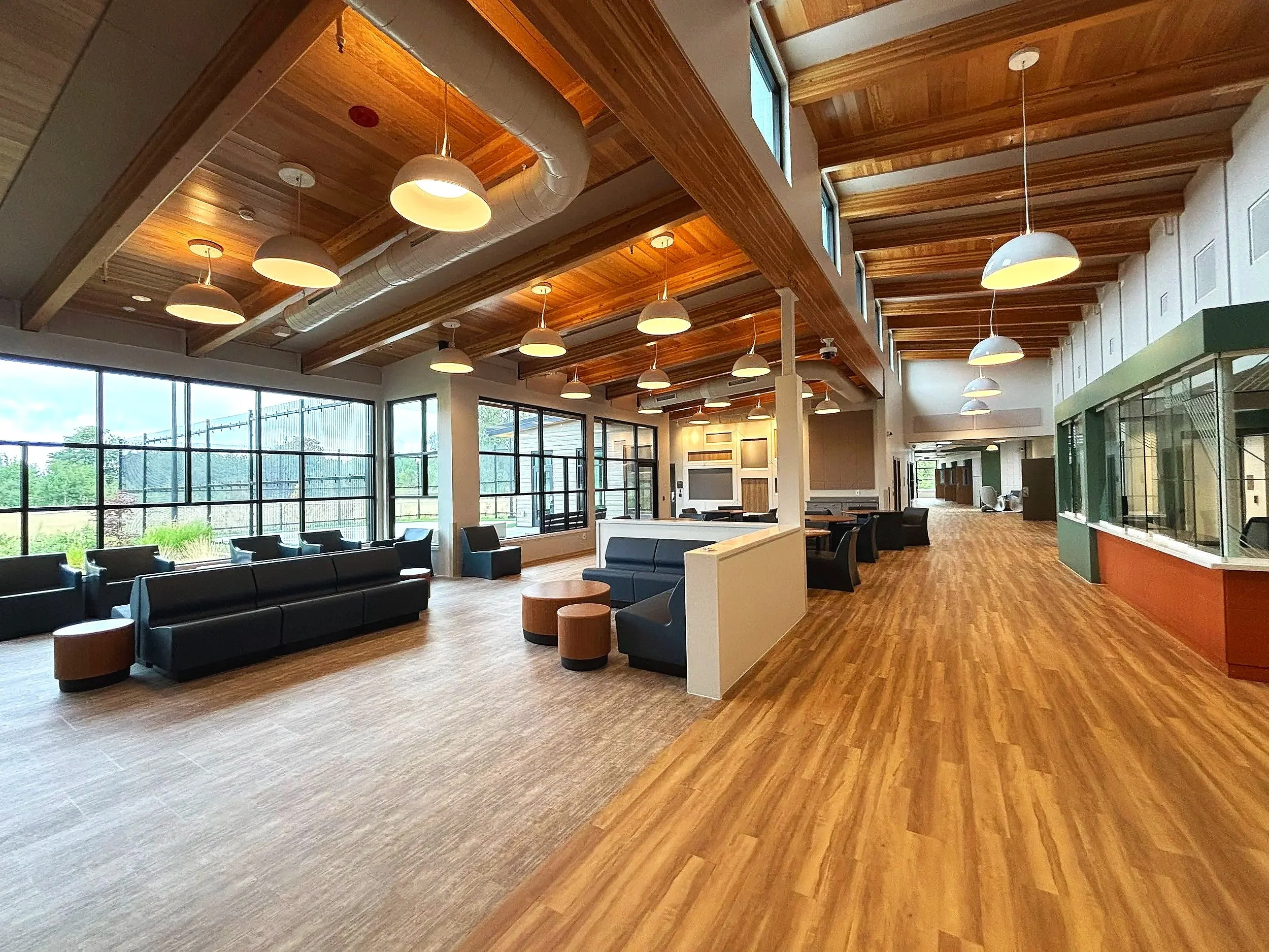 Pendant lighting with 0–10V dimming in Vancouver mental health clinic common area