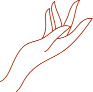 Open hand illustration symbolizing somatic grounding and trauma support for Third Culture and south asian clients in Oakland.