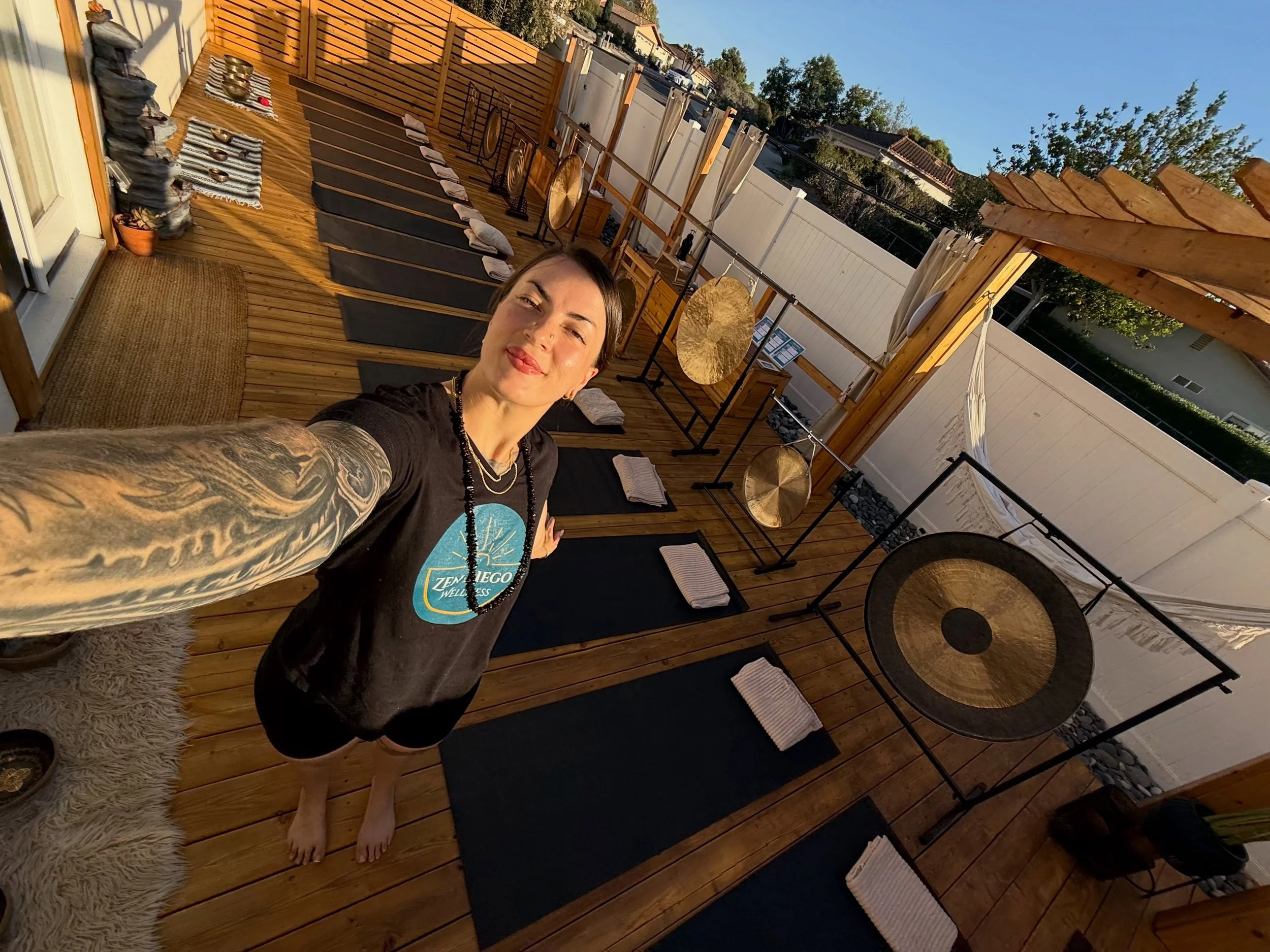 Septembers Sacred Gong Bath with @zendiegowellness on the Zen Deck! It was so beautiful starting with sun and ending with the stars. Thank the universe for the cool breeze and birdsong 🤗 Thank you to everyone who came and received. We are so gratefu