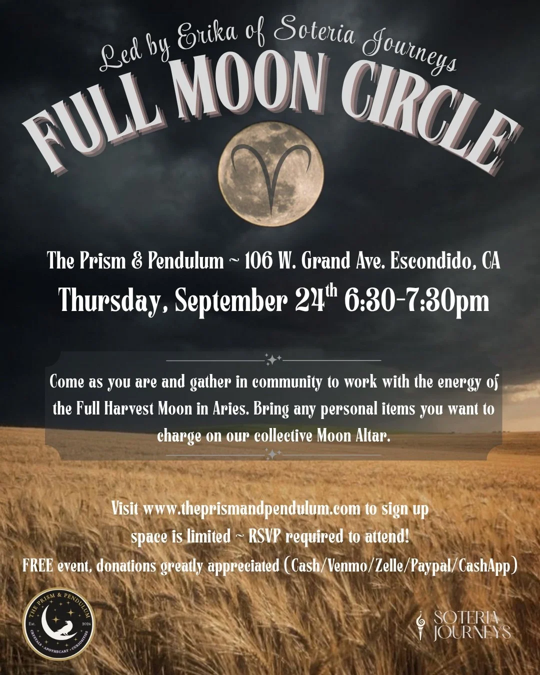 The Autumn Equinox has arrived, and a full moon is soon upon us too! If you&rsquo;ve been wanting to do something intentional with this seasonal shift, come join us for an evening of full moon magic and ritual.

We&rsquo;ll gather, reflect, and harve