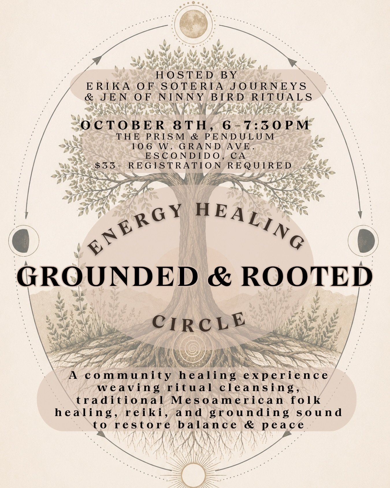 Hiii friends! Our next Grounded &amp; Rooted energy healing circle will be next Thursday, October 8 at @theprismandpendulum in Escondido! As we are getting into spooky season, what better way to ground your energy and prepare for the veil thinning th