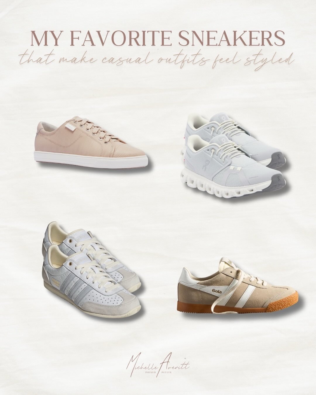 I always end up gravitating toward sneakers that look good with everything but still feel comfortable enough to wear all day long. 

The best pairs are the ones that make an outfit feel a little more styled without sacrificing practicality, especiall