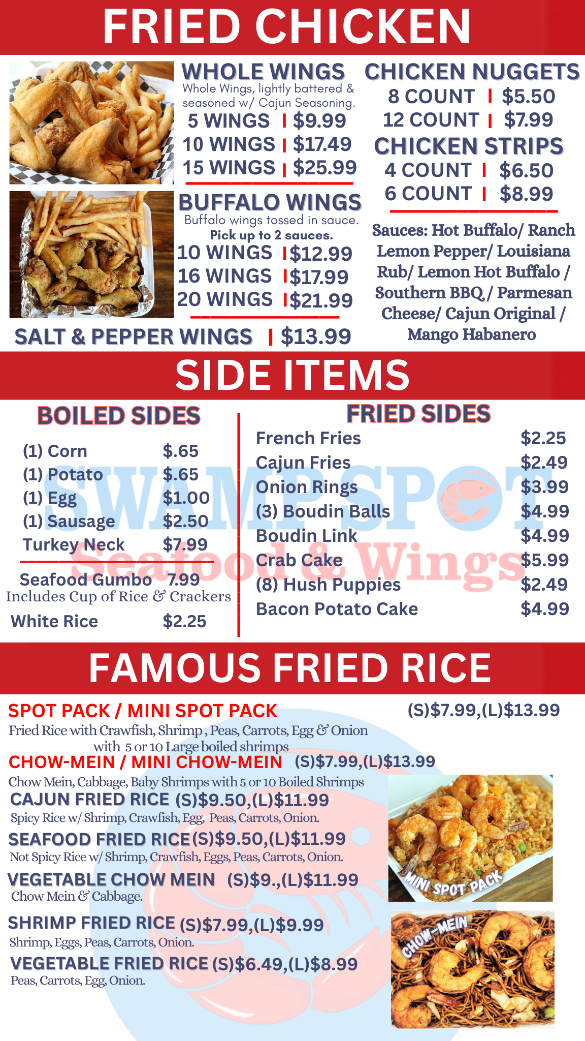 Menu — Swamp Spot Seafood & Wings