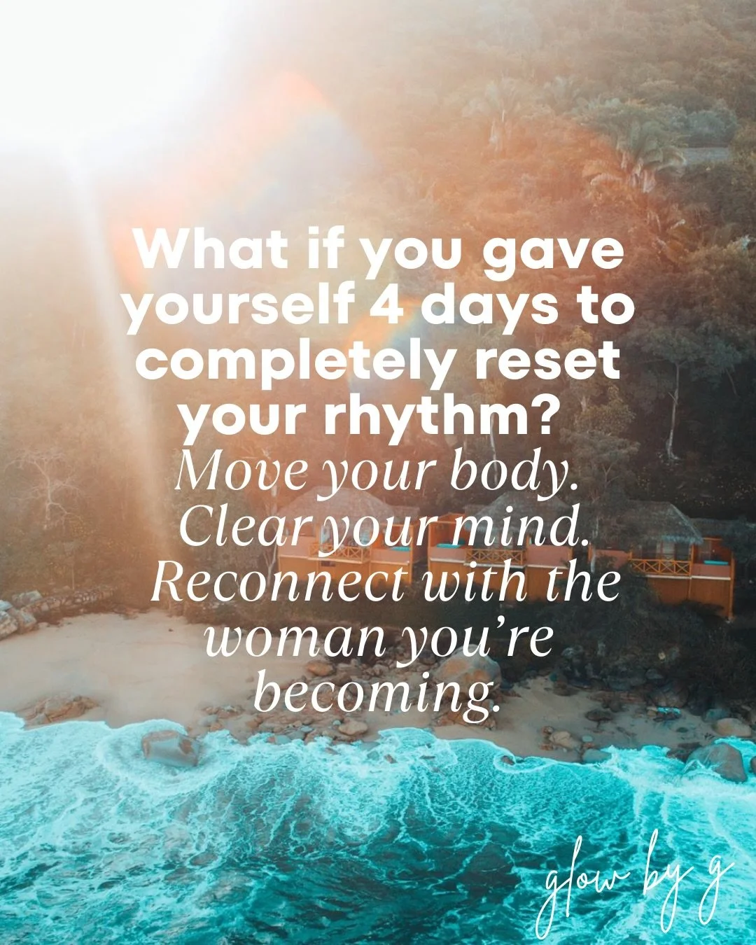✨ What if you gave yourself four days to completely reset your rhythm?

This retreat was designed for women who want to reconnect with their body, their energy, and what truly matters.

💫 Movement

💫 Nature

💫 Healing

💫 Deep conversations with i