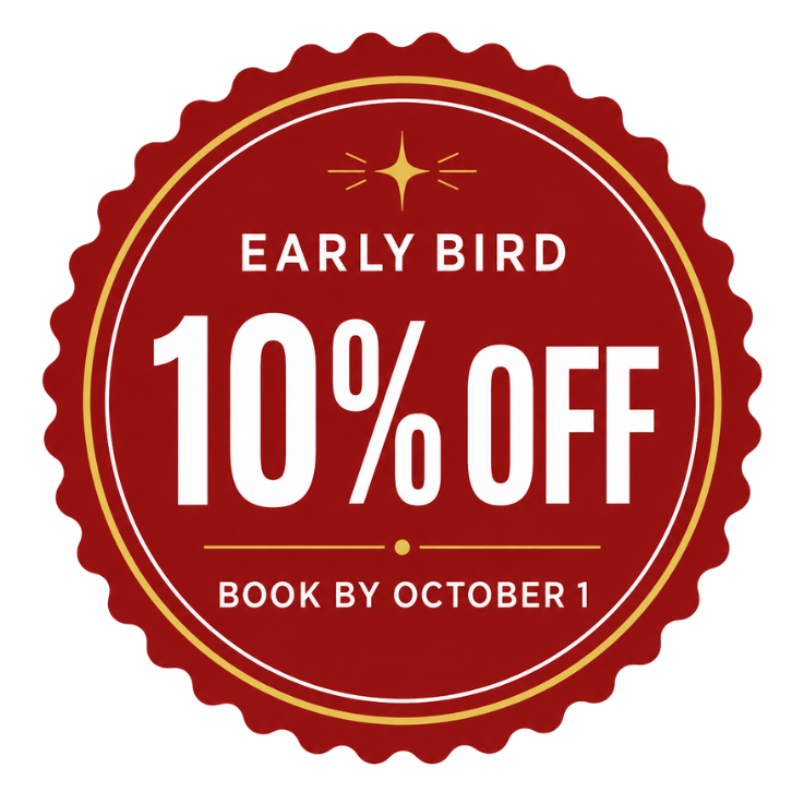 Early-bird offer: 10% off Christmas light installation when booked by October 1.
