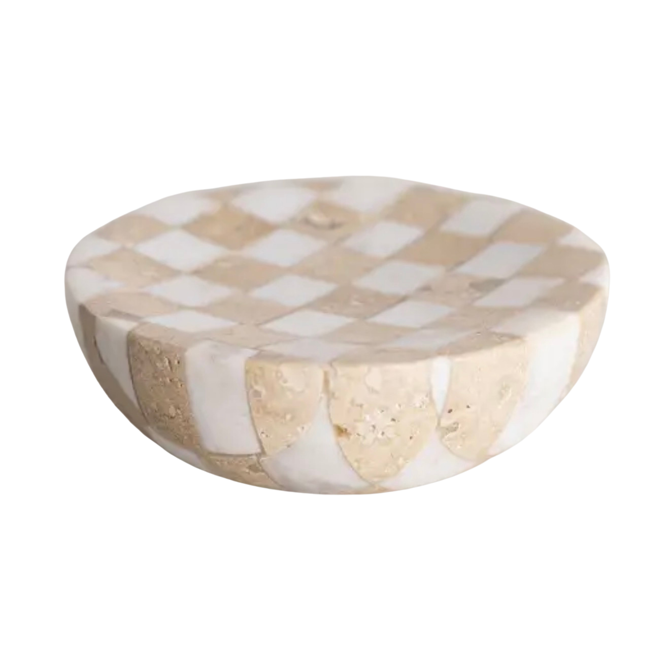 Checkered Travertine & Marble Soap Dish