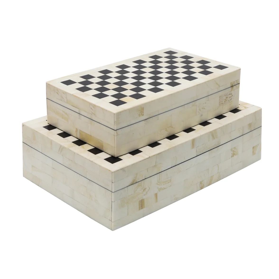 Resin Checkered Box with Lid Set - Black, 10/12 in.