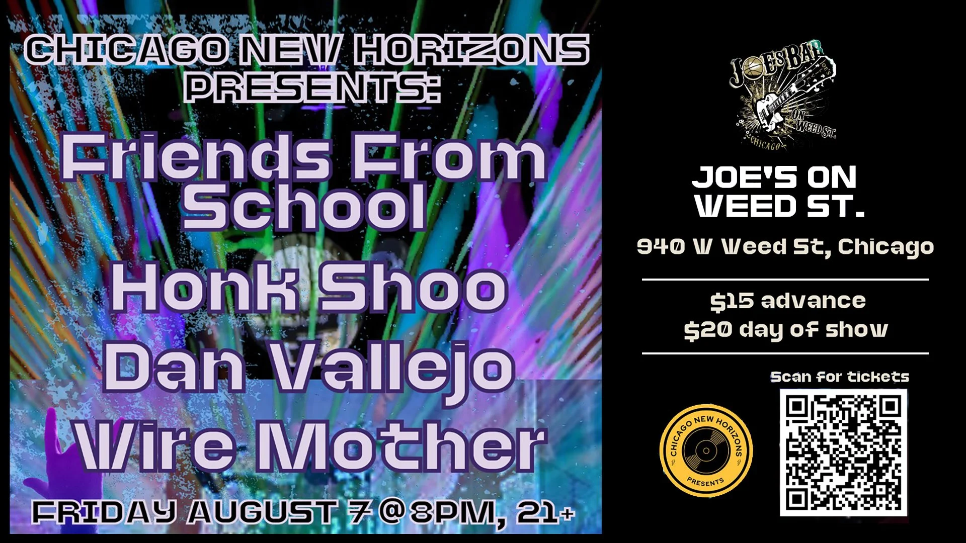 CHICAGO NEW HORIZONS PRESENTS: Friends From School / Honk Shoo / Dan Vallejo / WIRE MOTHER 