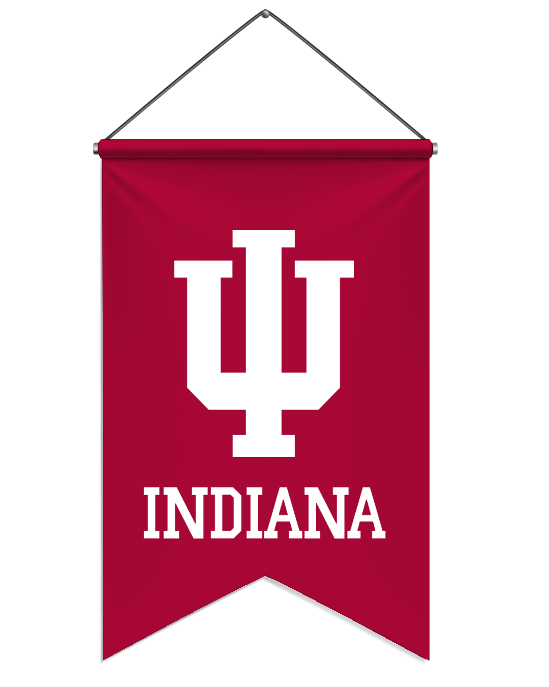 Indiana university banner with white IU logo and the word "Indiana" on a red background.